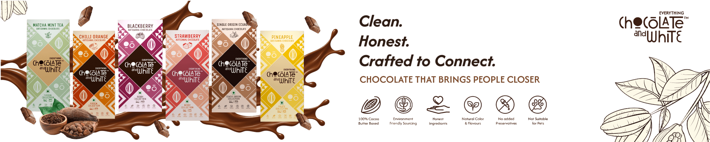 Crafted To Connect with Chocolate and White artisanal chocolate