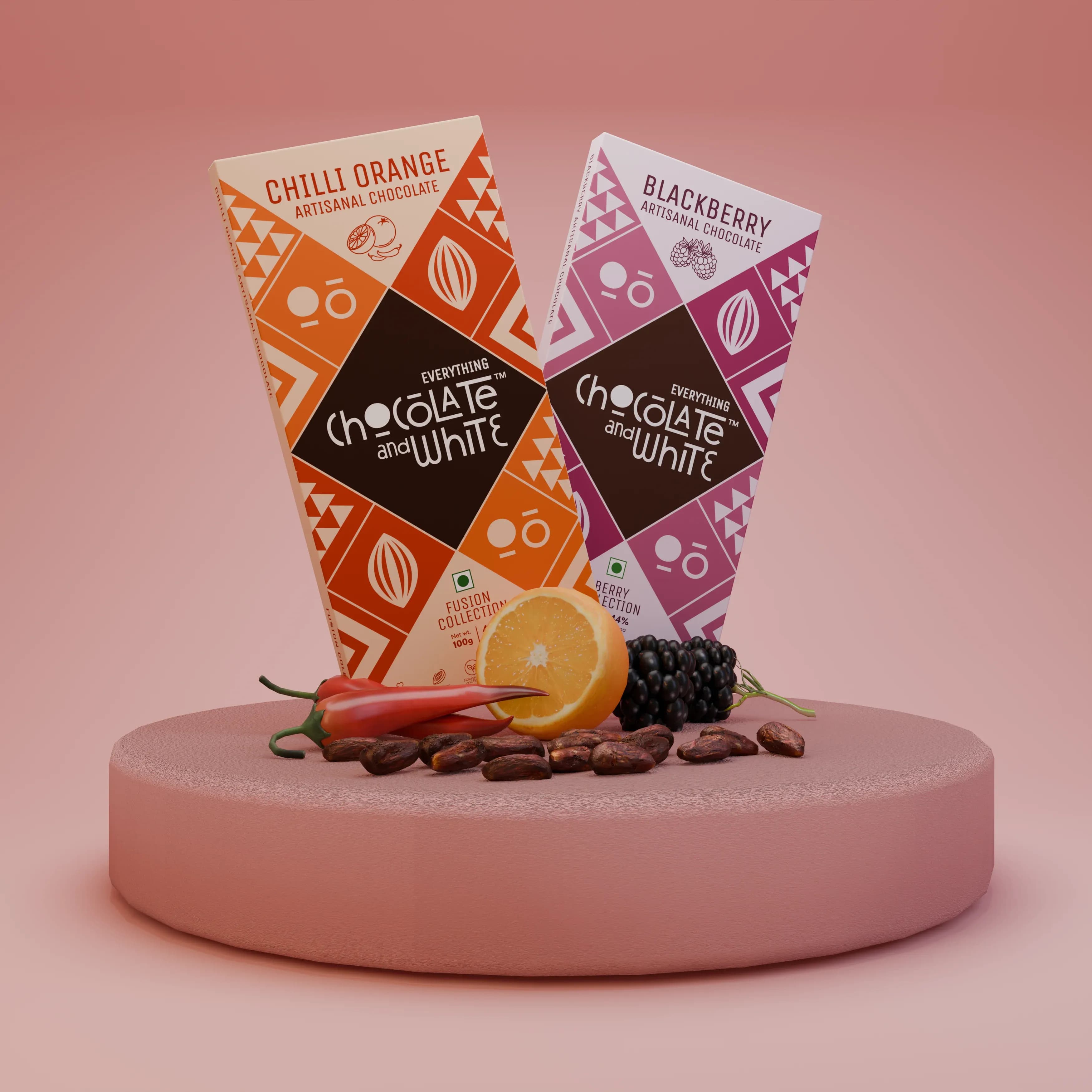 Chilli Orange Artisanal Chocolate - 43% Dark || Blackberry Artisanal Chocolate - 44% Dark 