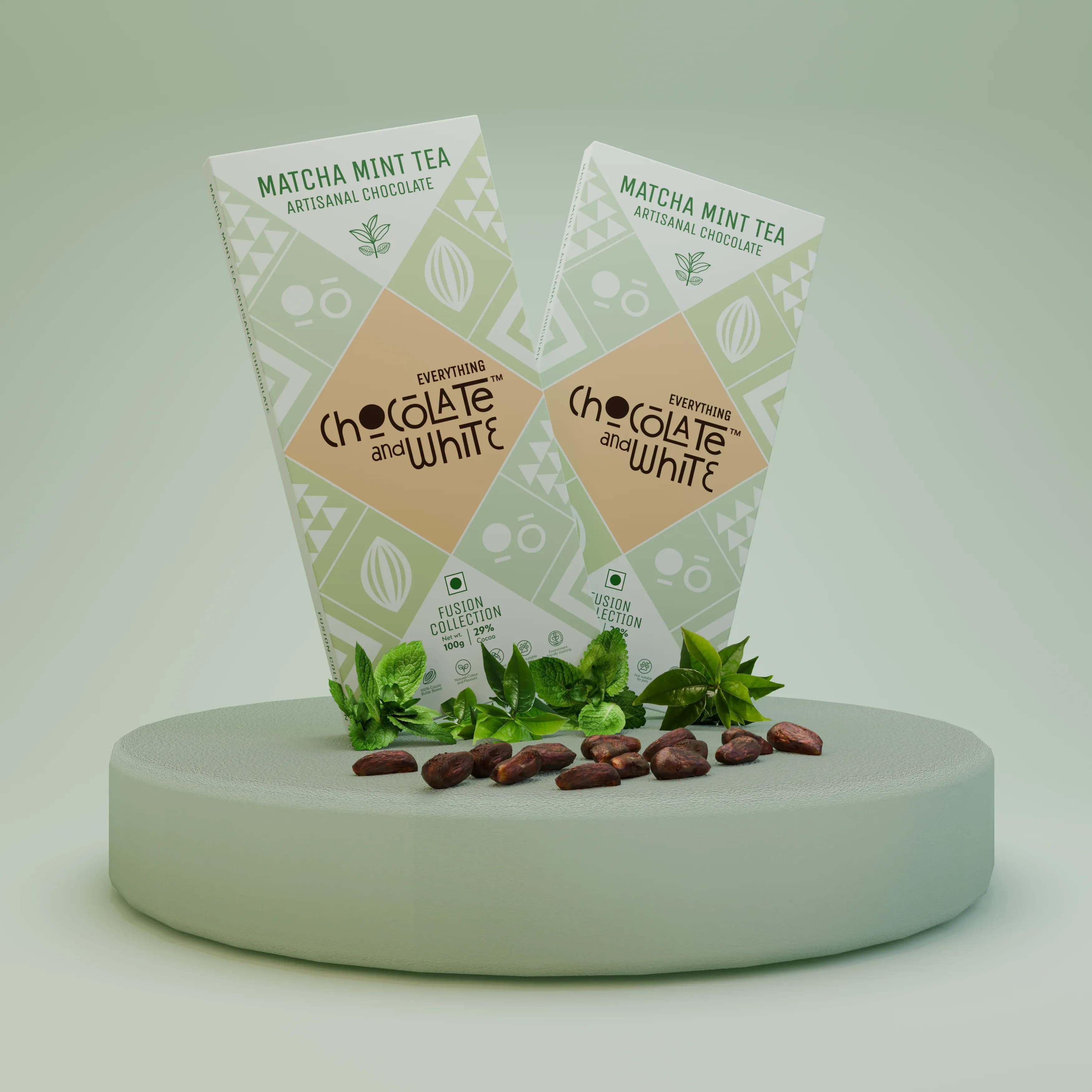 Matcha Mint Tea Artisanal Chocolate - White || Matcha Mint Tea Artisanal Chocolate - White