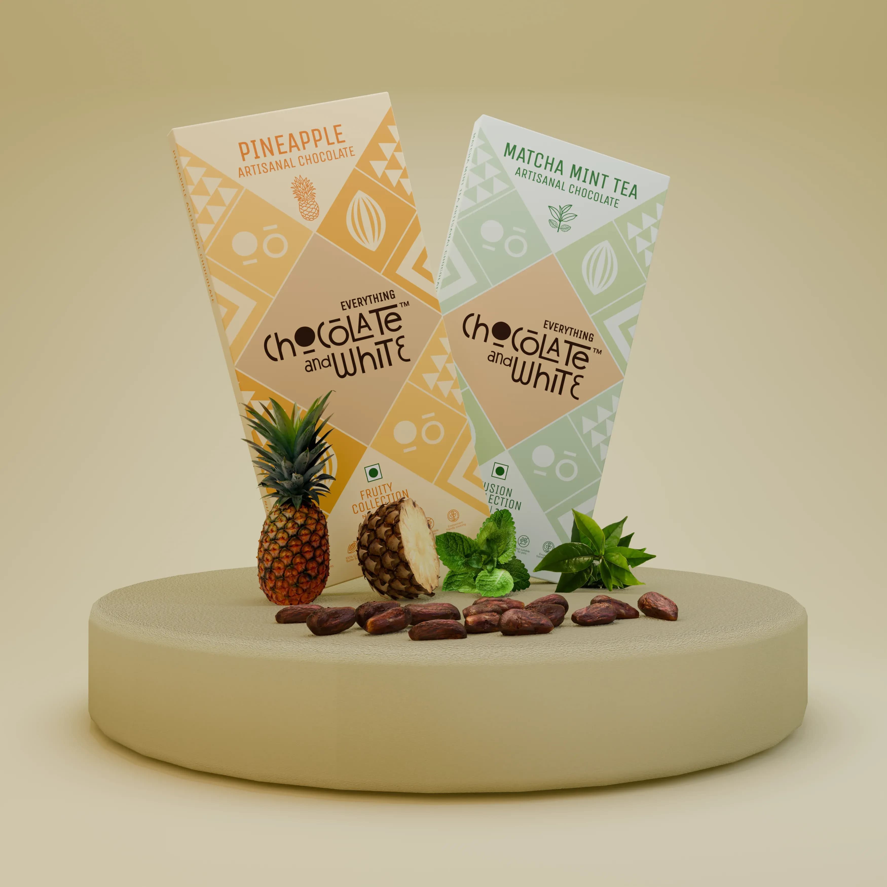 Pineapple Artisanal Chocolate - White || Matcha Mint Tea Artisanal Chocolate - White