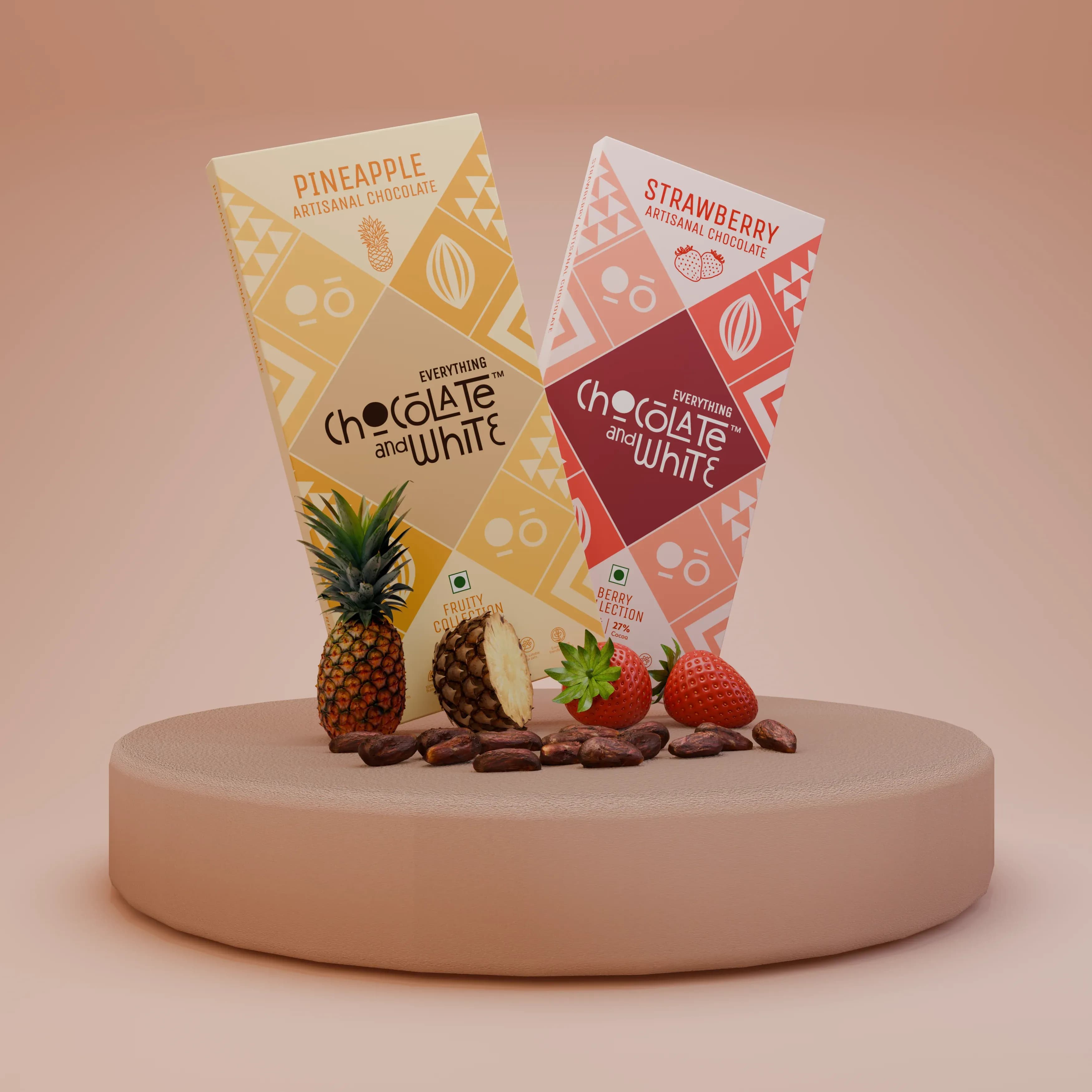 Pineapple Artisanal Chocolate - White || Strawberry Artisanal Chocolate - White