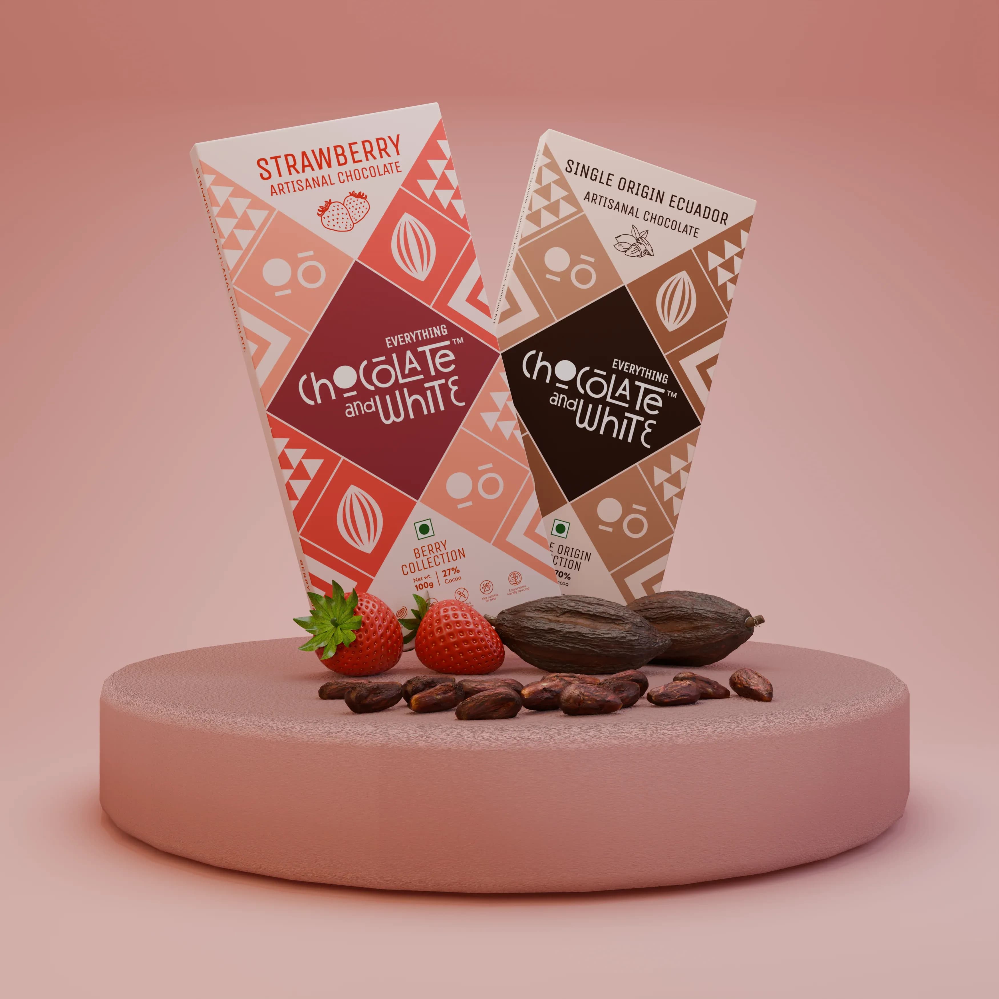 Strawberry Artisanal Chocolate - White || Single Origin Ecuador Artisanal Chocolate - 70% Dark